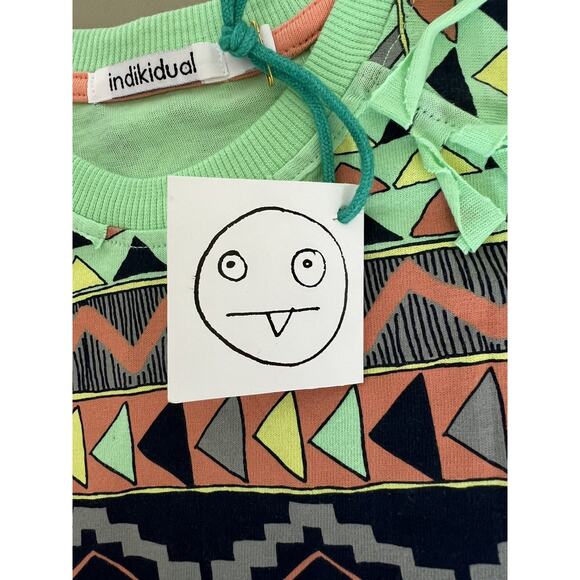 Indikidual Fringe Tee Kids 6/7Y Green Chili Patterned Short Sleeve - Picture 5 of 10
